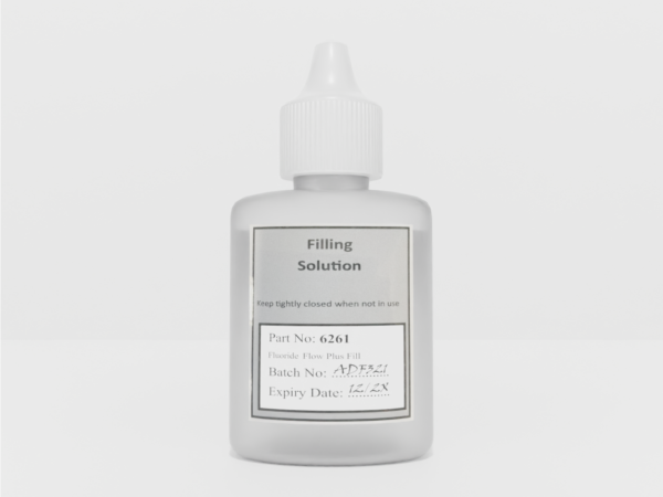 Image showing a bottle of fluoride flow plus filling solution.